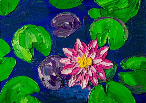 Lotus Flower Original Art Floral Oil Painting 5x7 Pond | Etsy