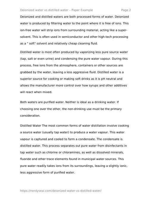 Deionized water vs distilled water - 454 Words - NerdySeal