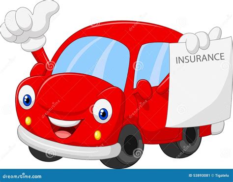 Cartoon Car Holding Insurance Paper and Giving Thumb Up Stock Vector - Illustration of symbol ...