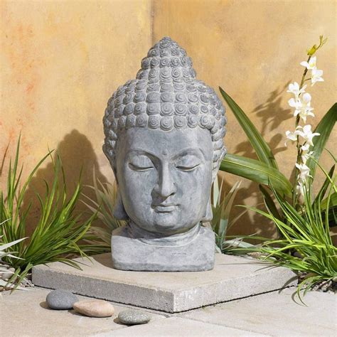 Meditating Buddha Head Asian Zen Outdoor Statue 18 1/2" High Bust ...