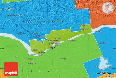 Physical Map of Gatineau, political outside