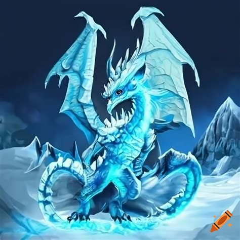 Illustration of an ice demon dragon