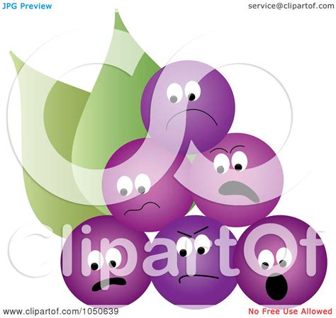 Royalty-Free (RF) Clip Art Illustration of a Bunch Of Sour Purple Grapes by Pams Clipart #1050639