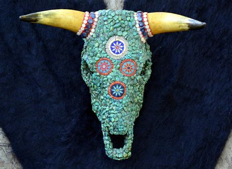 Turquoise Native American Bison Skull With Bead Mandalas: | Etsy