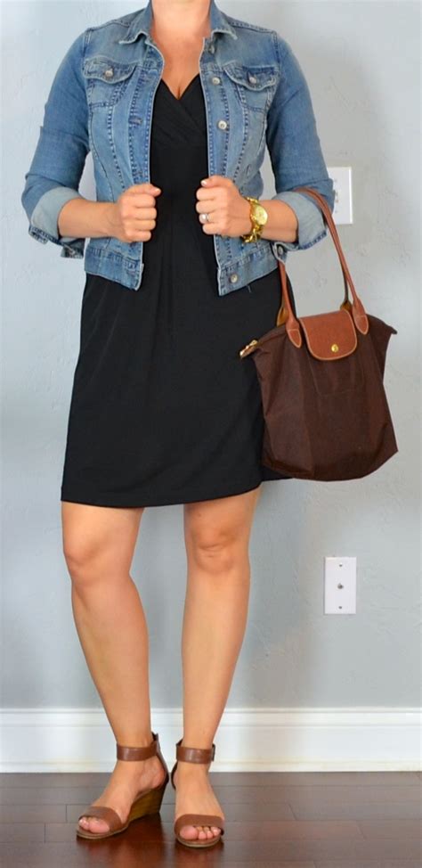 Outfit Posts: outfit post: little black dress, jean jacket, brown wedge sandals Dress With Jean ...