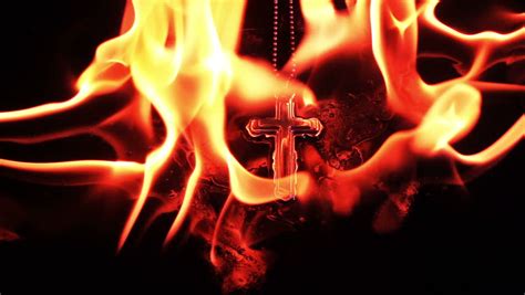 christianity religion symbol cross on fire Stock Footage Video (100% ...