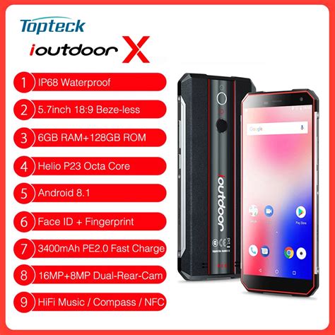 ioutdoor X IP68 Waterproof Mobile Phone 6GB 128GB Android 8.1 5.7inch ...