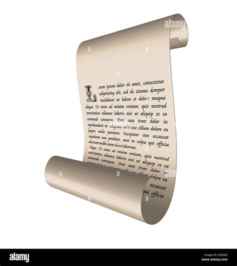 Illustration of an ancient scroll with text Stock Photo - Alamy