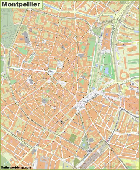 Montpellier City Centre map - Ontheworldmap.com