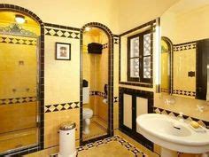 Two Bathrooms with Bold Tile | House beautiful, 1930s and Square feet