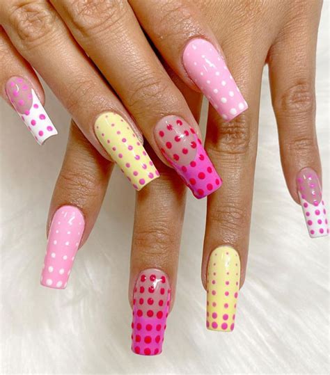 59 Summer Nail Colours and Design Inspo for 2021 : Polka dot Nails