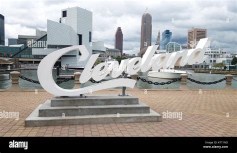 Metal Sign Cleveland Skyline Guitar Steel Sign Rock and Roll Hall of ...