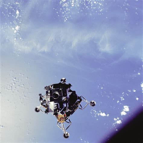 AS09-19-2920 - Apollo 9 - Apollo 9 Mission image - Top view of the Lunar Module (LM) spacecraft ...