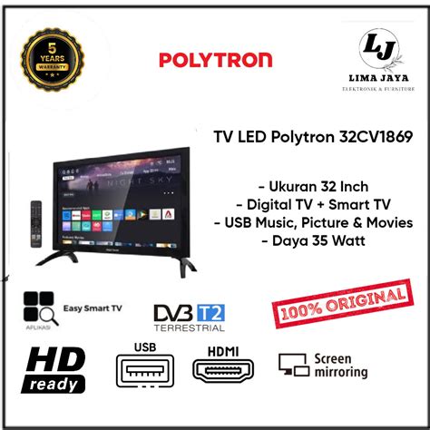 Jual POLYTRON LED TV 32CV1869 Digital + Smart TV LED 32 Inch | Shopee ...