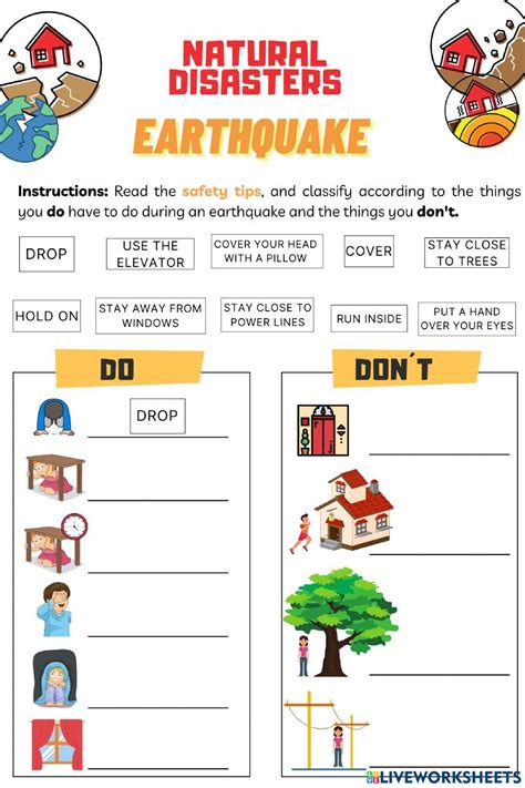 Natural Disasters - Earthquakes worksheet | Natural disasters ...