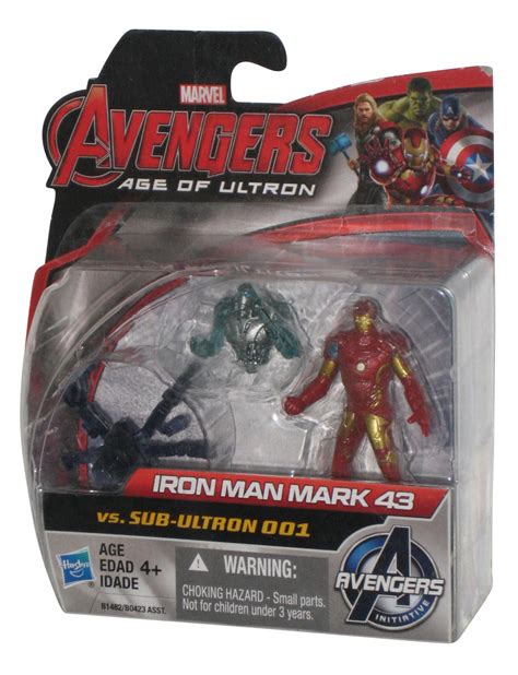 Marvel Avengers Age Ultron Iron Man Mark 43 Vs. Sub-Ultron 001 2.5-inch ...