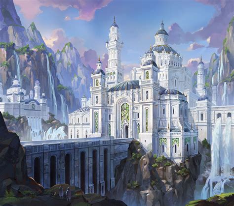 ArtStation - white castle, Ji Young Joo | Fantasy castle, Fantasy landscape, Fantasy city