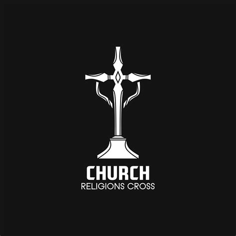 Church cross logo. Simple religion vector design. Isolated with soft ...