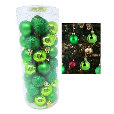 48 Ct Green Christmas Ornaments Set, 1 Inch Shatterproof Christmas ...