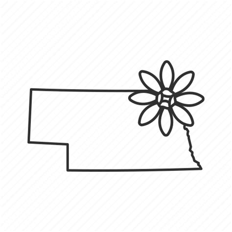 Borders, map, nebraska, state, state flower, state symbol, usa icon ...