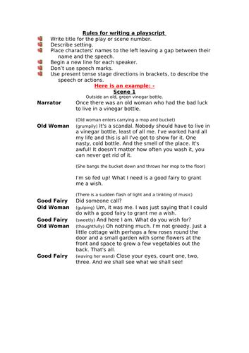 Rules for writing a playscript | Teaching Resources