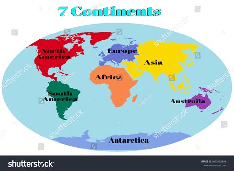 Map Of The World Showing 7 Continents - Eadith Madelaine