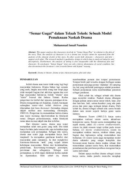 (PDF) “Semar Gugat” dalam Telaah Tokoh: Sebuah Model Pemaknaan Naskah Drama | Muhammad Nurdin ...