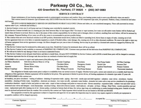 service-contract - Parkway Oil Co. Inc | Cheapest Heating Oil Fairfield CT