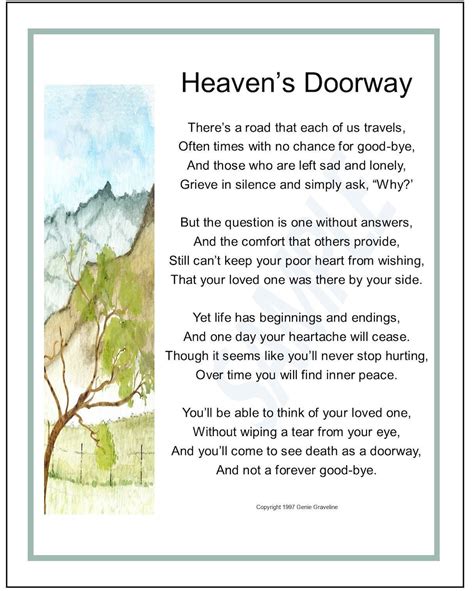 Heaven's Doorway, Sympathy Poem, Loss of Son, Loss of Daughter, Suicide ...