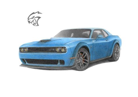 Dodge Challenger Hellcat Widebody Drawing by Daryl Morrison | Saatchi Art