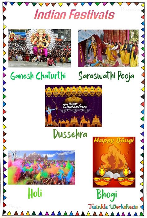 Indian festivals/ General knowledge worksheets for kindergartners. | Indian festivals, India for ...