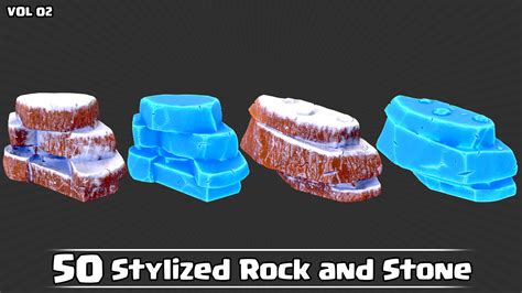 ArtStation - 50 Stylized Rock & Stone Game Ready VOL02 | Game Assets