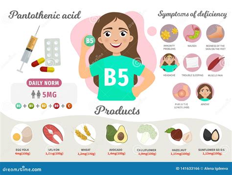 Vitamina B5 De Infographics Ilustración del Vector - Ilustración de plano, deficiencia: 141633166