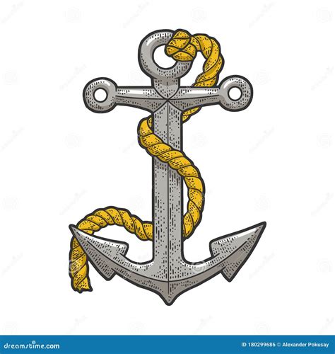 Anchor and Rope Sketch Vector Illustration Stock Vector - Illustration of creative, drawn: 180299686