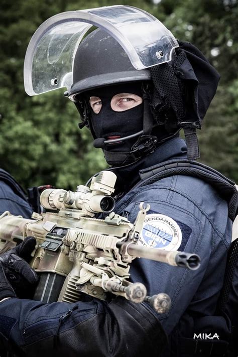 GIGN Force-Intervention Marksman equipped with a HK417 during a ...