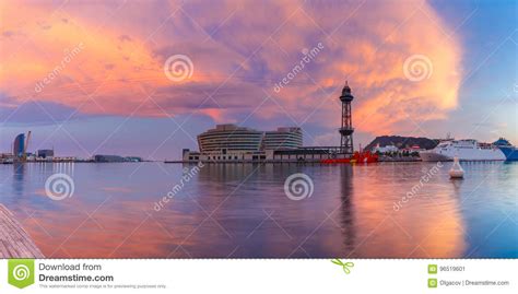 Superb Sunset in Port Vell in Barcelona, Spain Stock Image - Image of outdoors, cityscape: 96519601