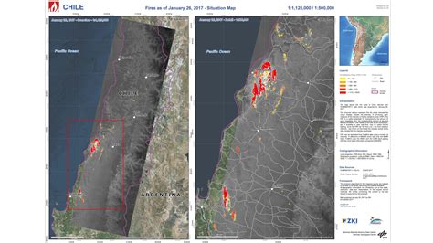 Situation map of the fires in Chile