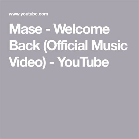 Mase - Welcome Back (Official Music Video) - YouTube in 2020 | Youtube videos music, Music ...