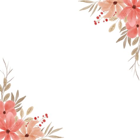 Border With Watercolor Pink Orange Flowers, Borders, Watercolor, Flowers PNG Transparent Clipart ...