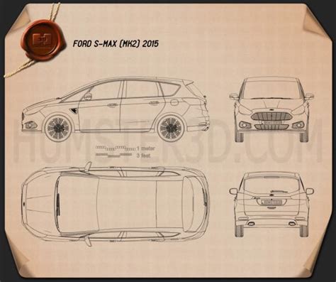 Ford S-Max 2015 Blueprint - Hum3D