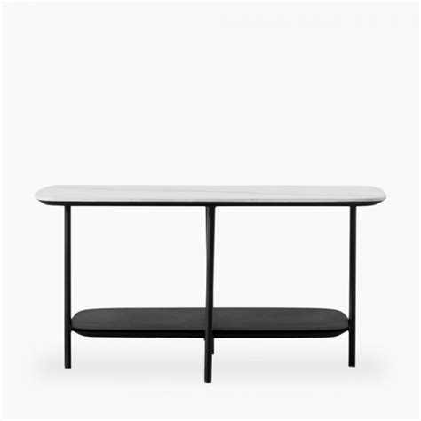 Longford Square Coffee Table, White Marble Effect & Black | Cult Furniture