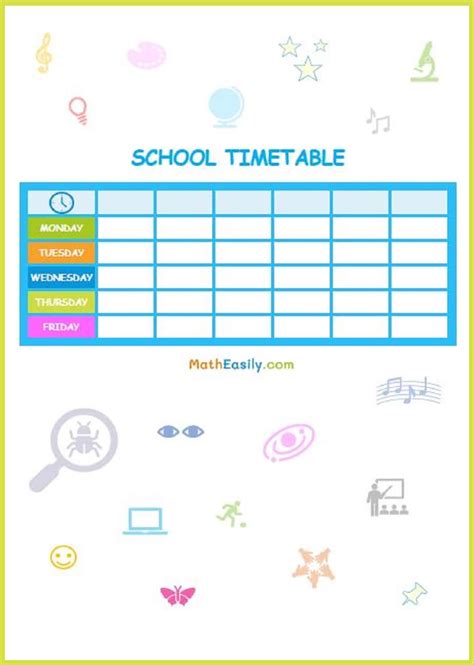 Printable School Timetable Template FREE Download