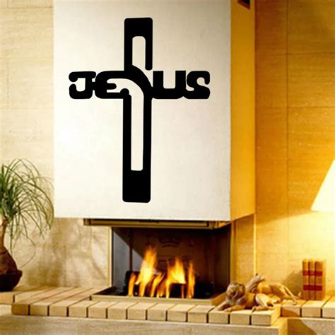 Christian Jesus Cross Art home decor vinyl Wall sticker Wallpaper wall ...