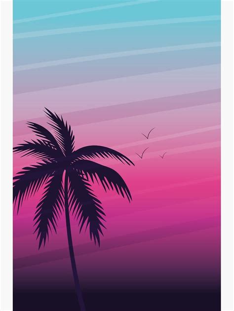 Palm Tree Silhouette in Pink and Blue Sky Sticker