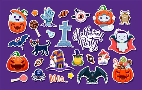 Halloween stickers vector set, cartoon personages 29694370 Vector Art ...