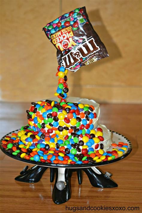 Magic M & M Brownie Cake - Hugs and Cookies XOXO