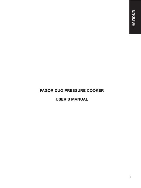 A Comprehensive User Manual for the Fagor DUO Pressure Cooker | PDF | Pressure Cooking ...