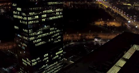 Night Aerial View On Skyscraper Stock Footage Video (100% Royalty-free ...