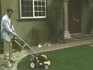 electric lawnmower funny gif | WiffleGif