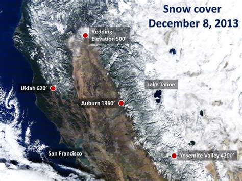 Satellite Image of California's Current Snow Cover: - SnowBrains